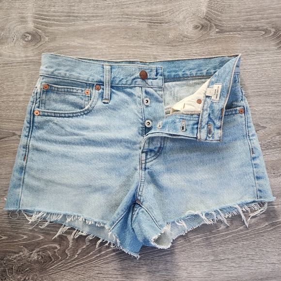 MADEWELL 100% Cotton Relaxed Denim Cutoff Button Fly Light Wash Jean Shorts 23 - Picture 13 of 13